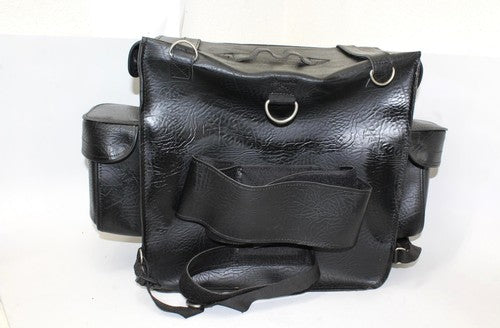 Motorcycle Bag Luggage Tail Sissy Bar Large 24x15x14in PU Leather Cruiser Black