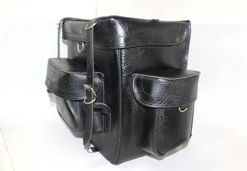 Motorcycle Bag Luggage Tail Sissy Bar Large 24x15x14in PU Leather Cruiser Black