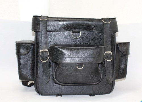 Motorcycle Bag Luggage Tail Sissy Bar Large 24x15x14in PU Leather Cruiser Black