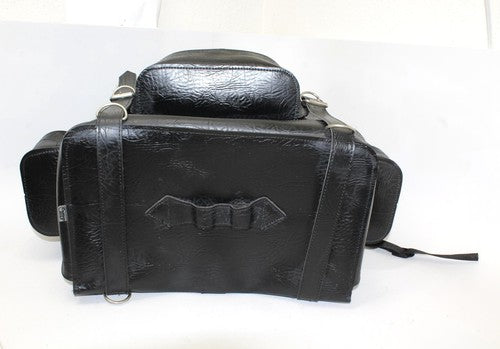 Motorcycle Bag Luggage Tail Sissy Bar Large 24x15x14in PU Leather Cruiser Black