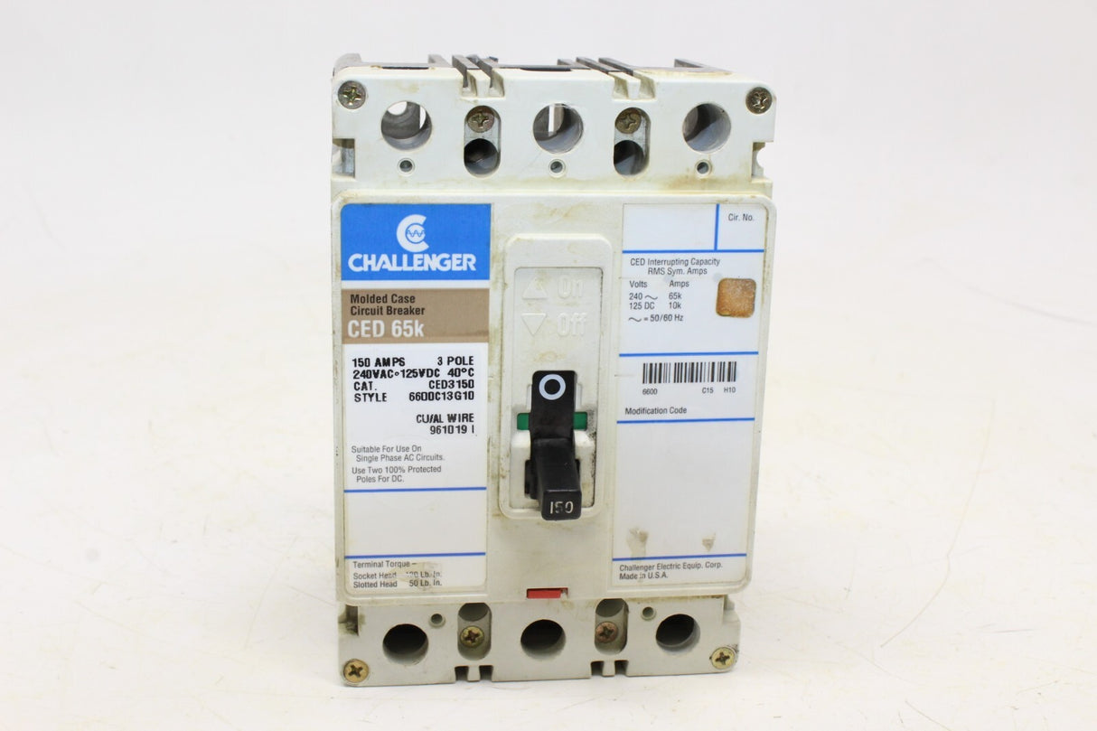 Ced3150 Ced 150 Amp 3 Pole Challenger Breaker CED 65K