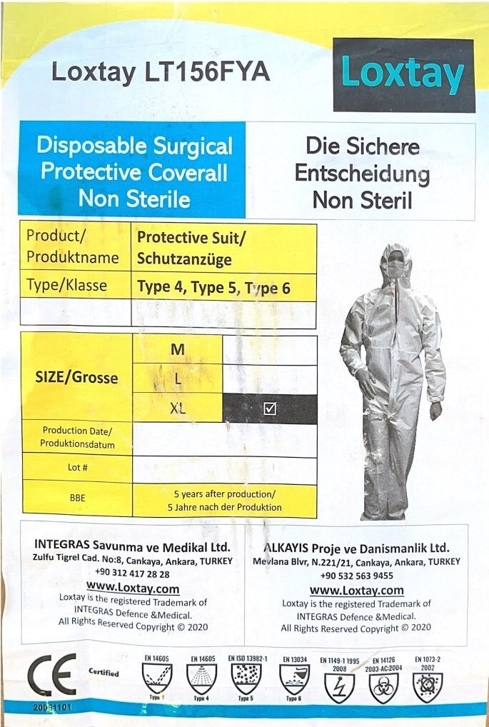 XLarge White Disposable Protective Coverall Loxtay LT156FYA With Hood