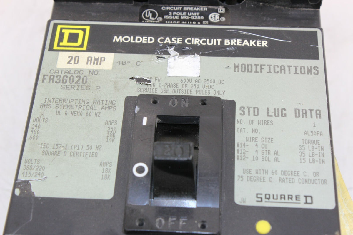 FA36020 SQUARED BREAKER 20 AMP