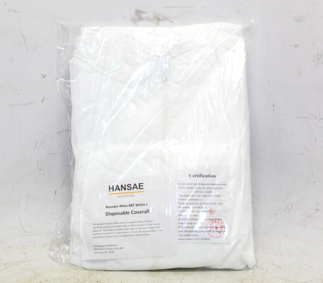 Hansae Large White Disposable Coverall With Hood #HAN-887
