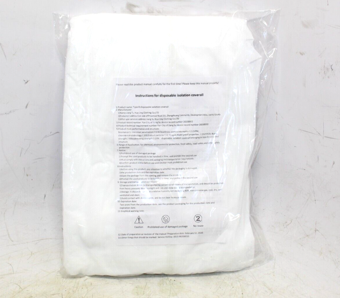 Hansae Large White Disposable Coverall With Hood #HAN-887