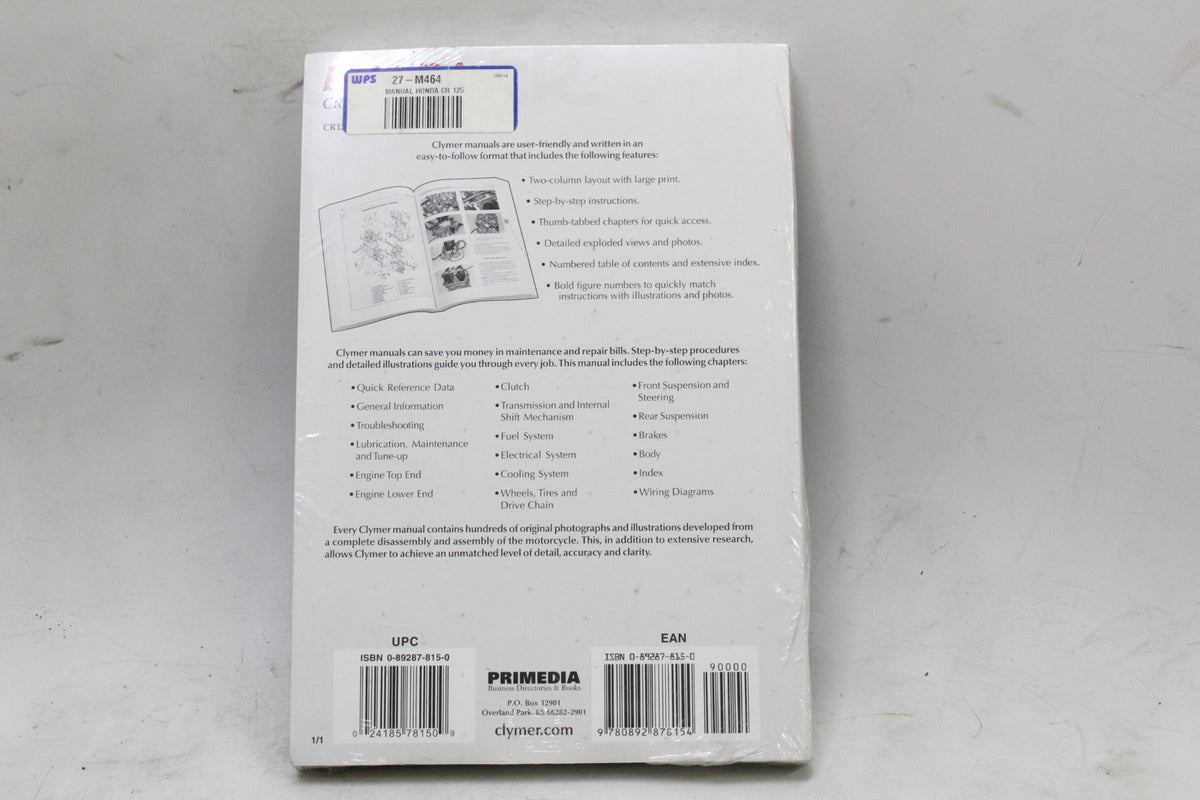 1998-2002 Honda CR125R Clymer Service Repair Manual