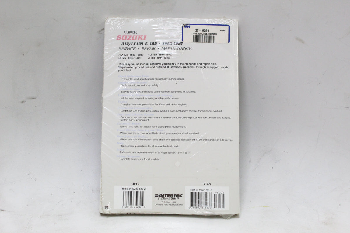 1983-1987 Suzuki ALT125 LT125 ALT185 LT185 Clymer Service Repair Manual