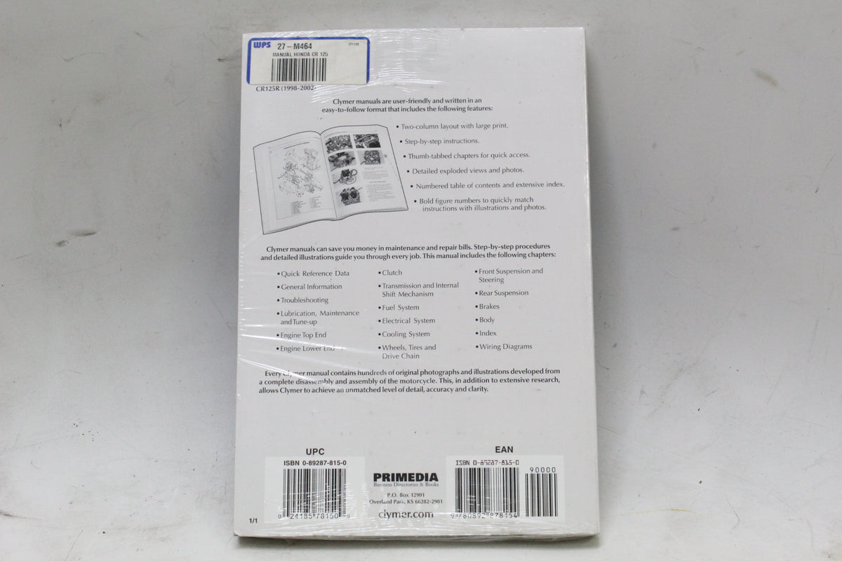 1998-2002 Honda CR125R Clymer Service Repair Manual