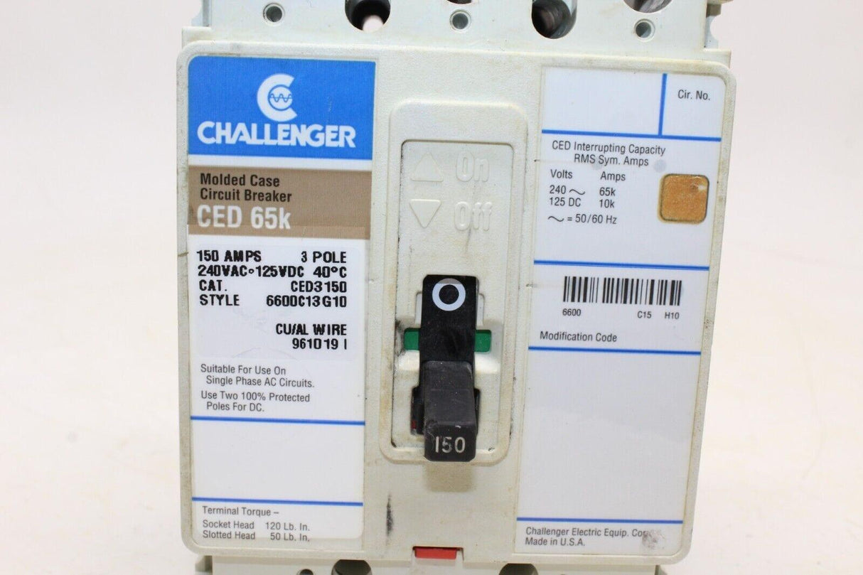 Ced3150 Ced 150 Amp 3 Pole Challenger Breaker Ced 65k - Gold River Motorsports