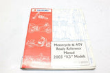 Suzuki Service Manual Book Motorcycle & ATV Ready Reference Manual K3 2003
