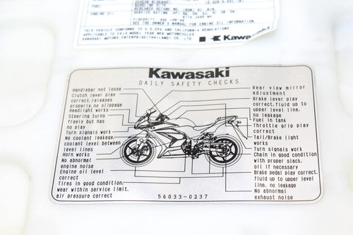 2010 Kawasaki Ex250-j Rear Back Passenger Tandem Seat Pad Saddle Pillion