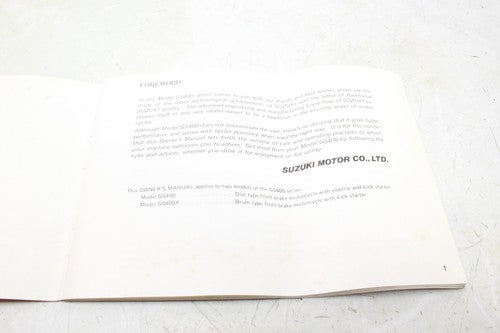 1978 Suzuki Gs400x Original Owners Manual Book