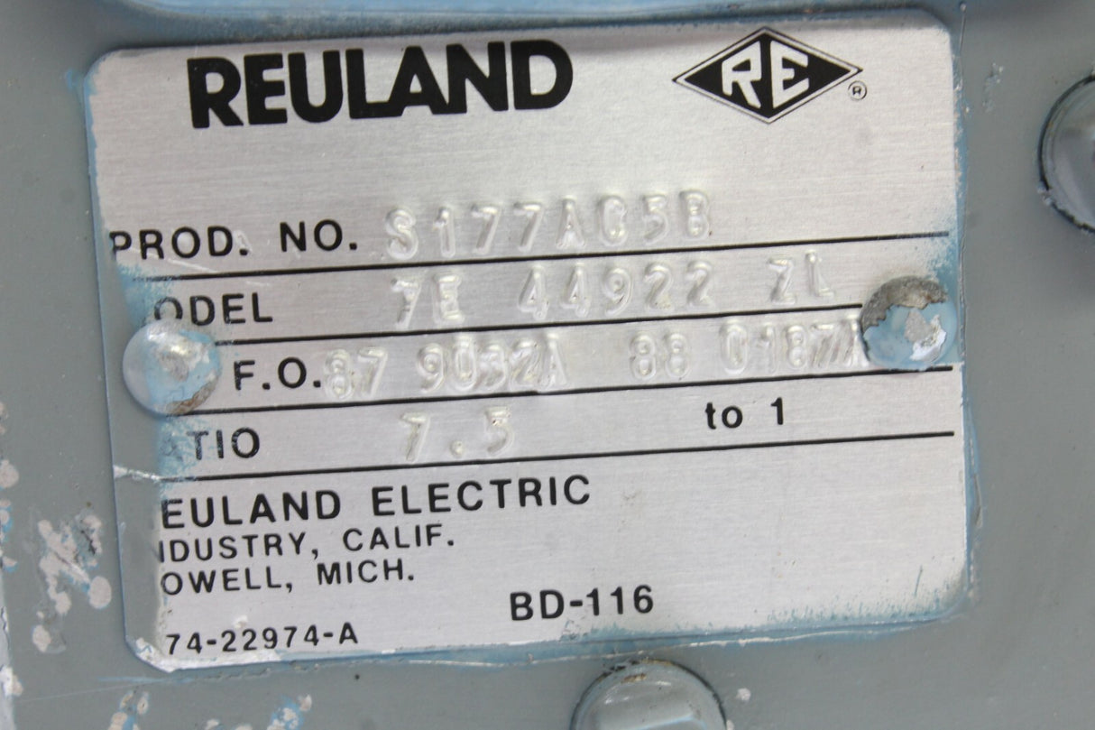 Reuland Electric Servo Motor PUMP S177AC5B