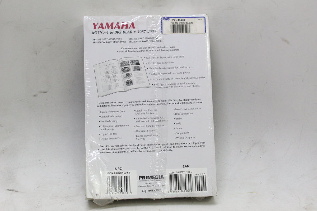 1987-2004 Yamaha Moto-4 Big Bear YFM350 YFM400 Clymer Service Repair Manual