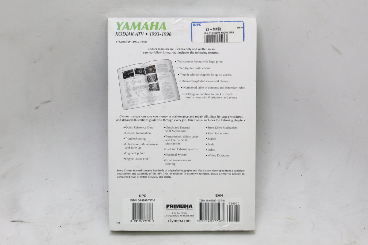 1993-1998 Yamaha Kodiak YFM400FW Clymer Service Repair Manual