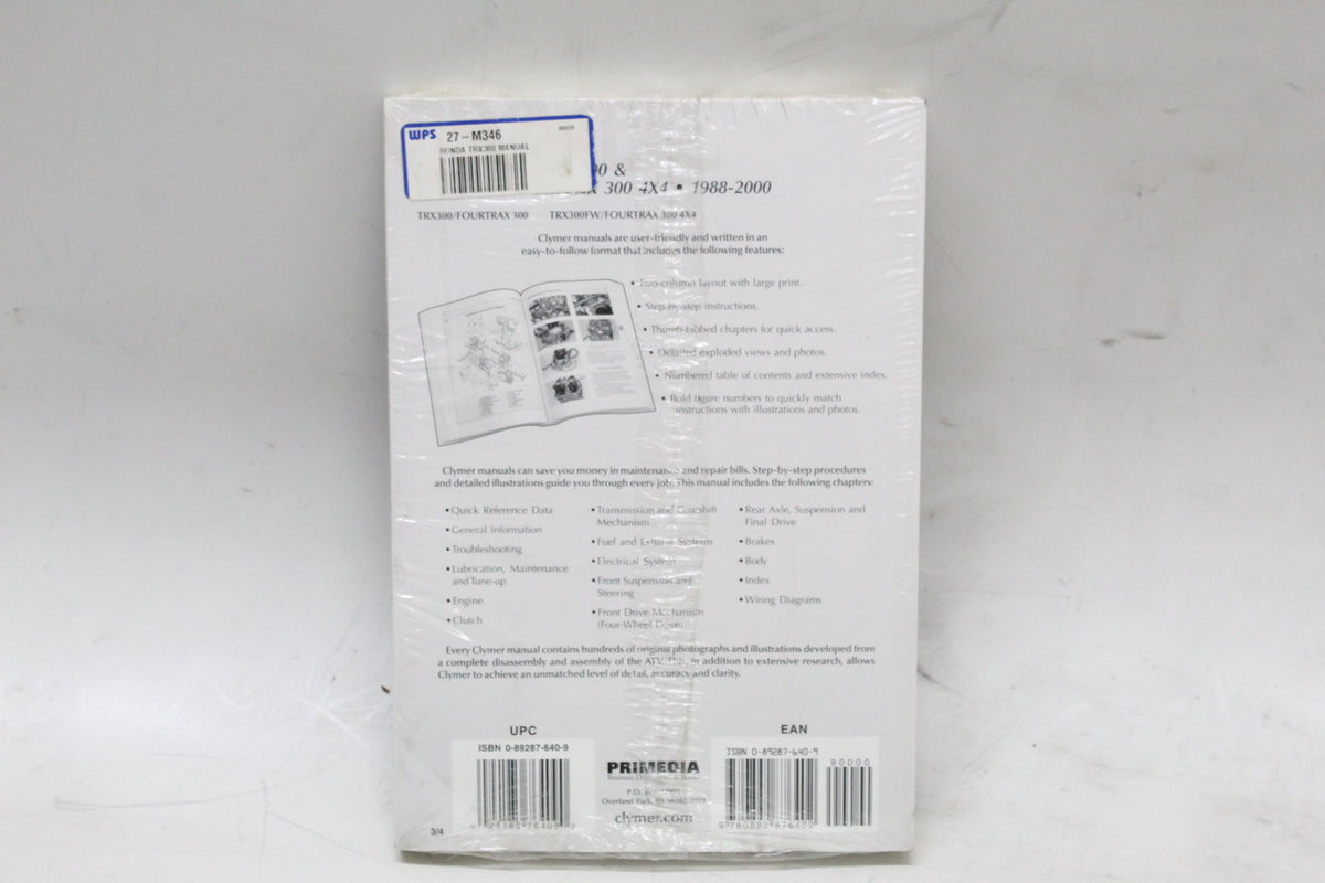 1988-2000 Honda TRX300 TRX300FW FourTrax Clymer Service Repair Manual