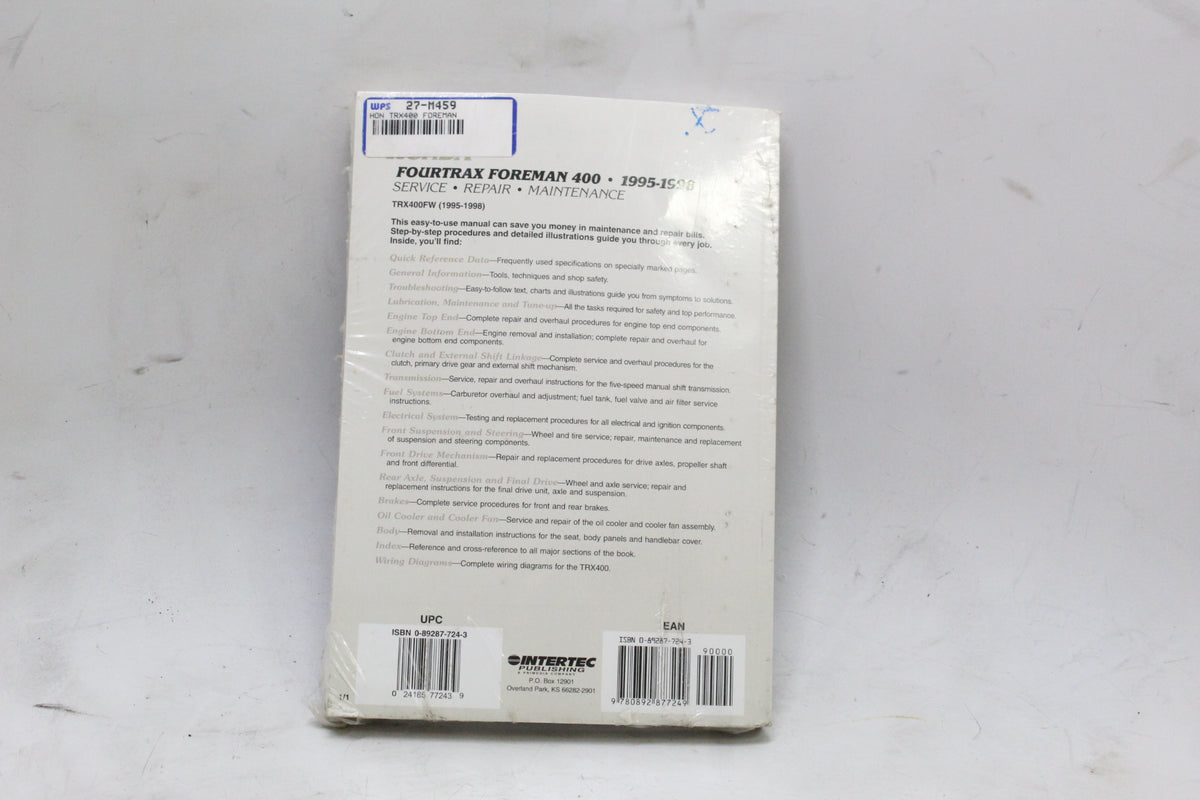 1995-1998 Honda TRX400FW FourTrax Foreman 400 Clymer Service Repair Manual