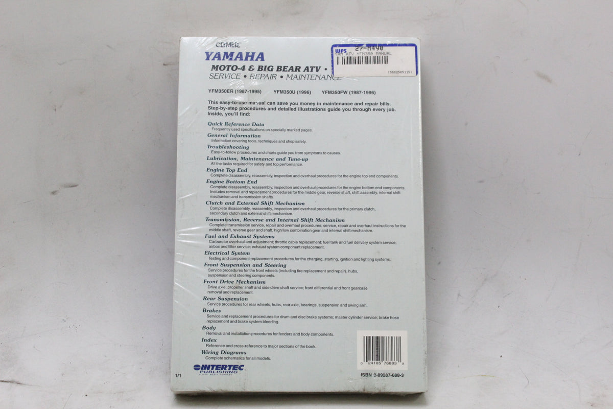 1987-1996 Yamaha Moto-4 Big Bear YFM350 Clymer Service Repair Manual