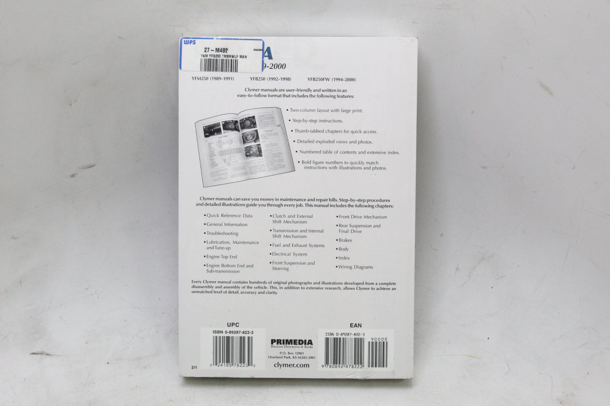 1989-2000 Yamaha Timberwolf YFM250 YFB250 Clymer Service Repair Manual