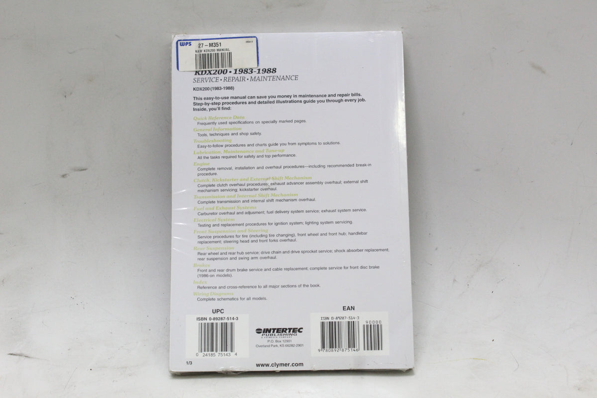 1983-1988 Kawasaki KDX200 Clymer Service Repair Manual