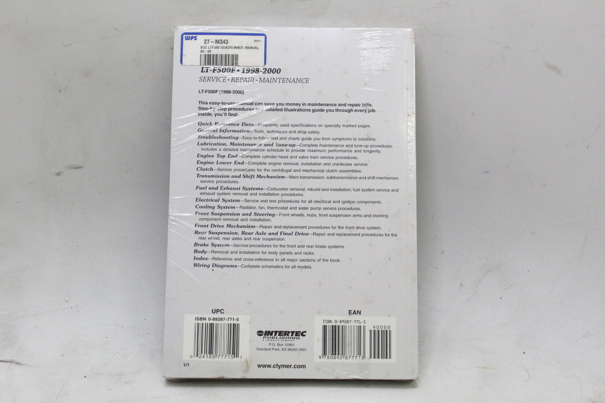 1998-2000 Suzuki LT-F500F QuadRunner Clymer Service Repair Manual