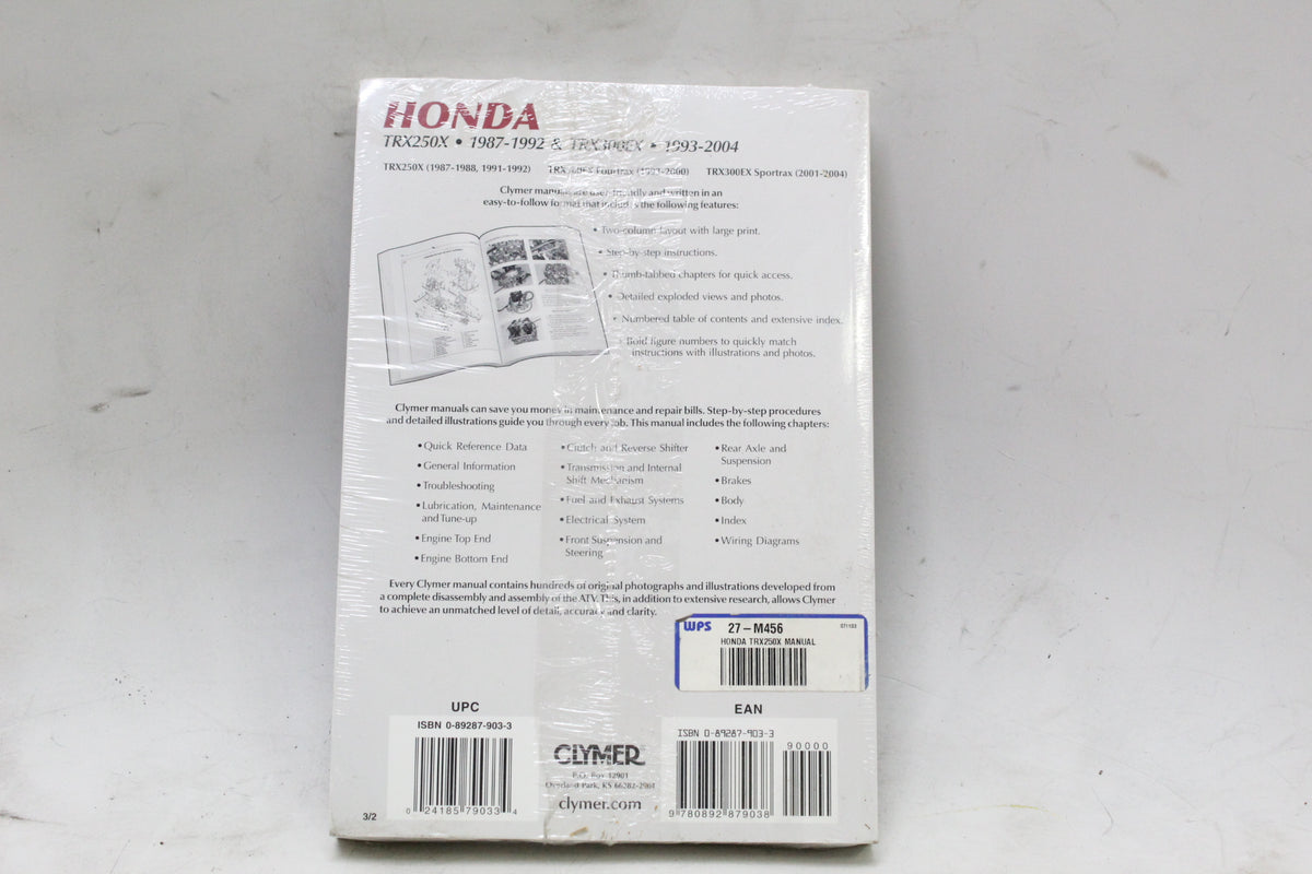 Honda TRX250X 1987-1992 TRX300EX 1993-2004 Clymer Service Repair Manual