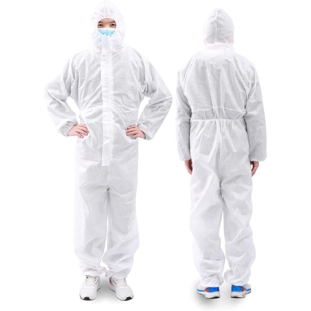 Hansae Large White Disposable Coverall With Hood #Han-887 Case Of 50