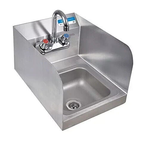 Bk Resources Bkhs-D-Ss-Ss Space Saver Hand Sink With Side Splashes Wall Mount