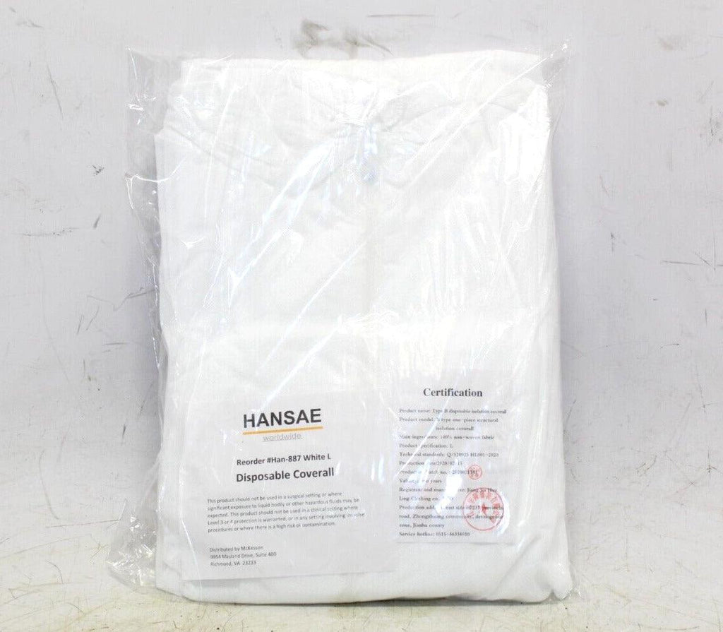 Hansae Large White Disposable Coverall With Hood #Han-887