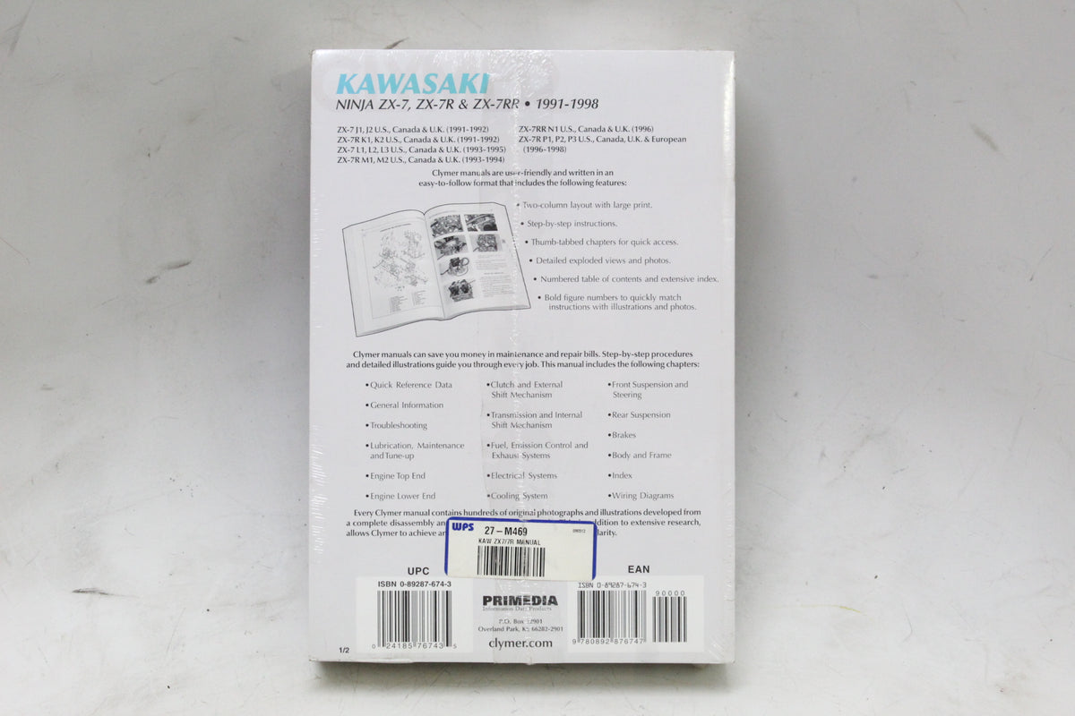 1991-1998 Kawasaki Ninja ZX-7 ZX-7R ZX-7RR Clymer Service Repair Manual