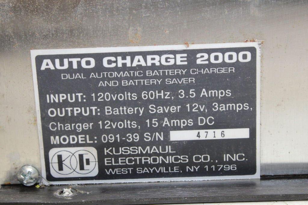 Auto Charge 2000 Model: 091-39 S/N 4716 120v 60 Hz 305 Amps Kussmaul Electronic - Gold River Motorsports