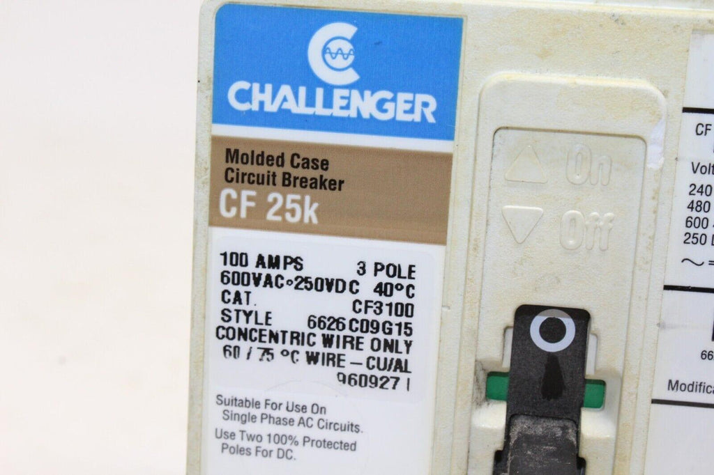 Challenger Circuit Breaker 100 Amp 3 Pole Cf3100 Cf 25k - Gold River Motorsports