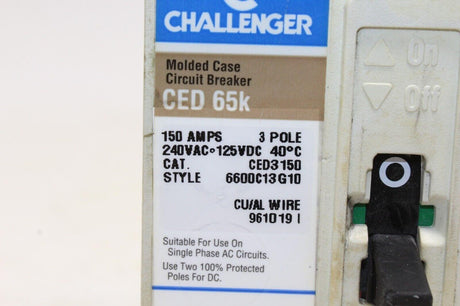 Ced3150 Ced 150 Amp 3 Pole Challenger Breaker Ced 65k - Gold River Motorsports