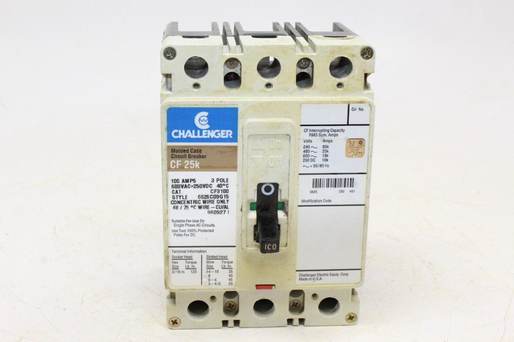 Challenger Circuit Breaker 100 Amp 3 Pole Cf3100 Cf 25k - Gold River Motorsports