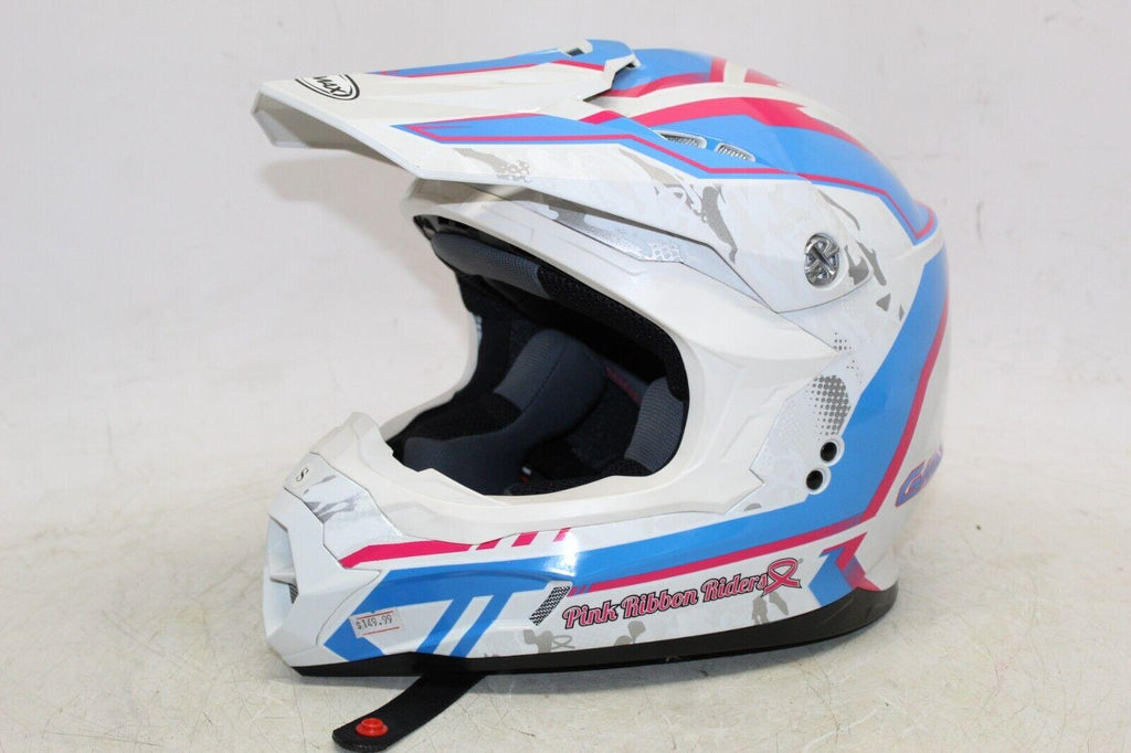 Gmax Mx-86 Off-Road Fame Helmet White/Pink Cross Dot S Size