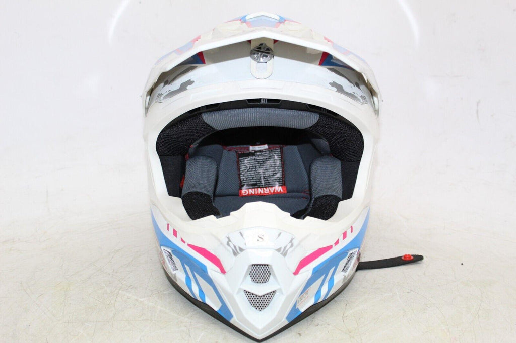 Gmax Mx-86 Off-Road Fame Helmet White/Pink Cross Dot S Size