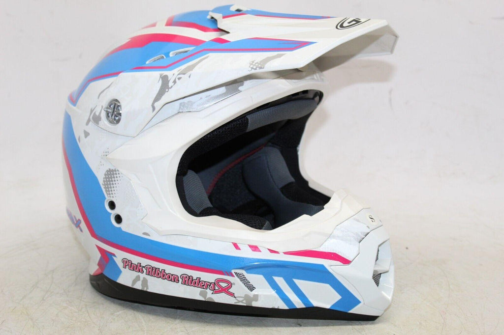 Gmax Mx-86 Off-Road Fame Helmet White/Pink Cross Dot S Size